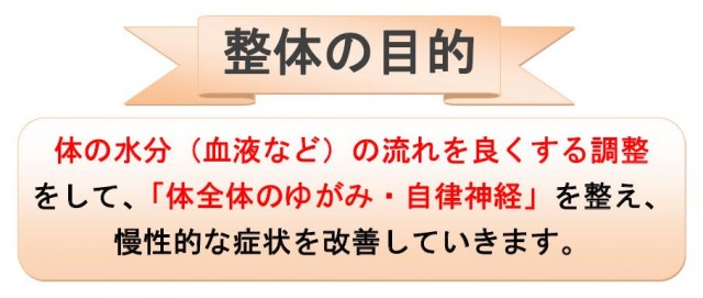 整体の目的は、慢性的な症状を改善していきます。